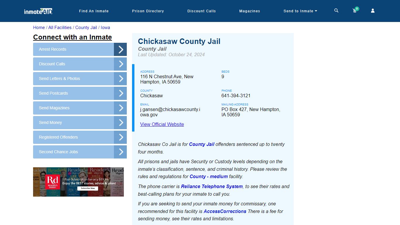 Chickasaw County Jail - Inmate Locator